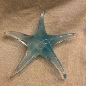 Glass hand blown blue glass starfish